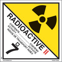 &eacute;tiquettes d'exp&eacute;dition TMD, Classe 7, Radioactif II, Vinyle Auto Electric Service Ltd.
