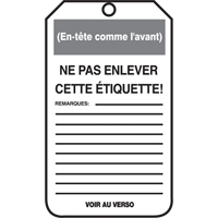 &eacute;tiquettes de verrouillage, Papier cartonn&eacute;, 3-1/8" la x 5-7/8" h, Français Auto Electric Service Ltd.