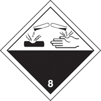 TDG Shipping Labels, Class 8, Corrosives, Paper Auto Electric Service Ltd.