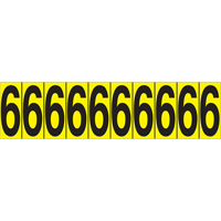 Individual Adhesive Number Markers, 6, 1-15/16" H, Black on Yellow Auto Electric Service Ltd.