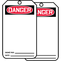 Safety Tags, Cardstock, 3-1/8" W x 5-7/8" H, French Auto Electric Service Ltd.