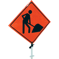 Men At Work Pole Sign, 24" x 24", Vinyl, Pictogram Auto Electric Service Ltd.