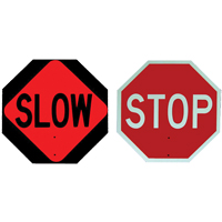 Panneau de signalisation &agrave; deux c&ocirc;t&eacute;s  Stop/Slow  Auto Electric Service Ltd.