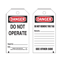 Lockout Tags, Plastic, 3" W x 5-3/4" H, English Auto Electric Service Ltd.