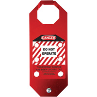 Moraillon de verrouillage pr&eacute;venant l'utilisation conforme aux normes OSHA Danger Stopout Aluma-Tag, Rouge Auto Electric Service Ltd.