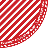 "Emergency Exit" Quarter Circle Swing Door Floor Sign, Adhesive, English with Pictogram Auto Electric Service Ltd.