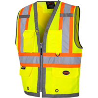 6673 Mesh-Back Zip-Front Surveyor's Vest, High Visibility Lime-Yellow, Small, Polyester Auto Electric Service Ltd.
