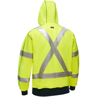 Coton ouat&eacute; doubl&eacute; de sherpa avec capuchon &agrave; fermeture &eacute;clair compl&egrave;te et X au dos Bisley, Petit, Jaune lime haute visibilit&eacute; Auto Electric Service Ltd.