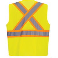 Contrast-Striped Safety Vest, High Visibility Lime-Yellow, Small, Polyester Auto Electric Service Ltd.