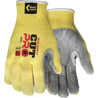 Gants de travail r&eacute;sistant &agrave; la coupe CutPro avec paume en cuir fendu, Taille Petit, Calibre 7, Enveloppe en Kevlar, ASTM ANSI niveau A3 Auto Electric Service Ltd.
