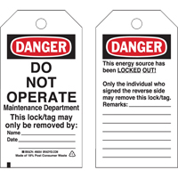 Lockout Tags, Plastic, 3" W x 5-3/4" H, English Auto Electric Service Ltd.