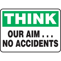 "Our Aim… No Accidents" Sign, 7" x 10", Aluminum, English Auto Electric Service Ltd.