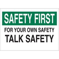 "Talk Safety" Sign, 10" x 14", Aluminum, English Auto Electric Service Ltd.
