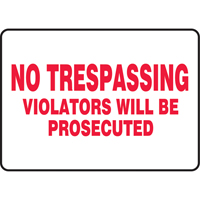 "No Trespassing" Sign, 7" x 10", Vinyl, English Auto Electric Service Ltd.