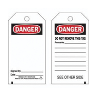 Accident Prevention Tags, Polyester, 3" W x 5-3/4" H, English Auto Electric Service Ltd.