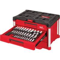 242-Piece 1/4”, 3/8” & 1/2” Drive Metric & SAE Ratchet & Socket Set with PACKOUT 4-Drawer Tool Box, 16-3/10" x 22-1/5" x 14-3/10", Black/Red Auto Electric Service Ltd.