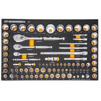 Jeu d'outils SAE/m&eacute;triques pour m&eacute;canicien &agrave; 90 dents 1/4", 3/8" & 1/2" avec plateau de rangement en mousse Auto Electric Service Ltd.