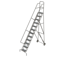 Steel Rolling Ladder, 12 Steps, 16" Step Width, 120" Platform Height, Steel Auto Electric Service Ltd.