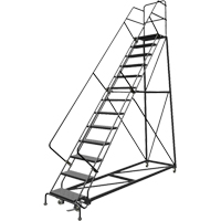 Safety Slope Rolling Ladder, 13 Steps, Perforated, 50° Incline, 130" High Auto Electric Service Ltd.
