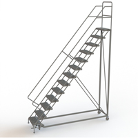 Safety Slope Rolling Ladder, 13 Steps, Serrated, 50° Incline, 130" High Auto Electric Service Ltd.