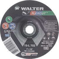 Meules &agrave; moyeu d&eacute;port&eacute; Flexcut, 7", 36 Grain, Oxyde d'aluminium, 7/8", 8600 Tr/min, Type 29 Auto Electric Service Ltd.