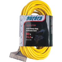 Vinyl Extension Cord with Light Indicator, Outdoor, SJTOW, 12/3 AWG, 15 A, 3 Outlet(s), 50' Auto Electric Service Ltd.