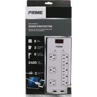 Limiteurs de surtension avec chargeur USB, 8 Prises, 2400 J, 1875 W, Cordon 6' Auto Electric Service Ltd.